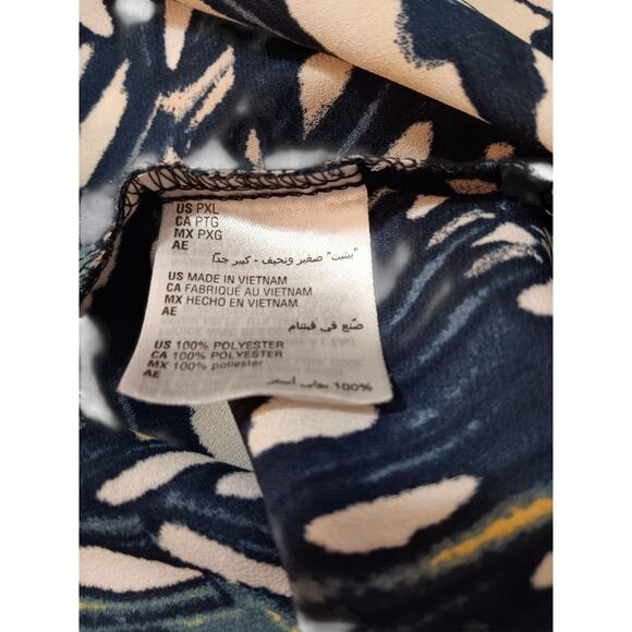 JM COLLECTION Blouse Top Petite XL 3/4 Sleeves Career Office Flowy V-Neck Blue - Picture 7 of 9